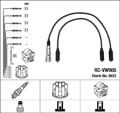 Augstsprieguma vadu komplekts NGK 8623 1