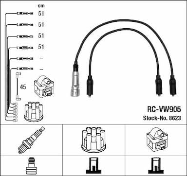 Augstsprieguma vadu komplekts NGK 8623 1