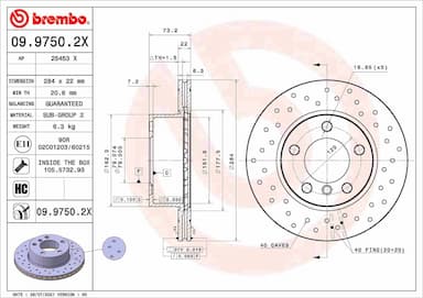 Bremžu diski BREMBO 09.9750.2X 1