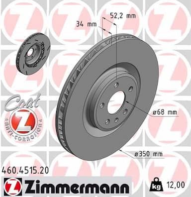 Bremžu diski ZIMMERMANN 460.4515.20 1