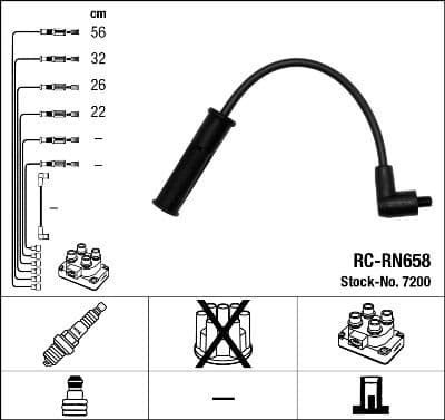 Augstsprieguma vadu komplekts NGK 7200 1