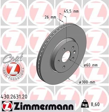 Bremžu diski ZIMMERMANN 430.2631.20 1