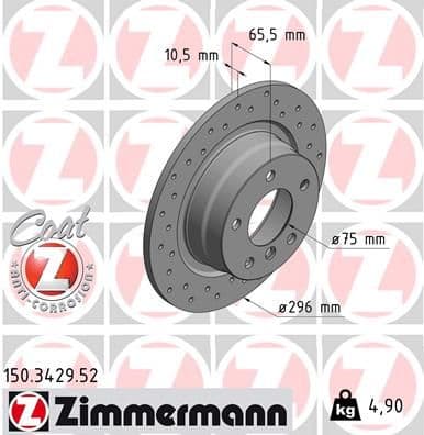 Bremžu diski ZIMMERMANN 150.3429.52 1