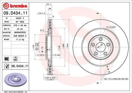 Bremžu diski BREMBO 09.D434.11 1