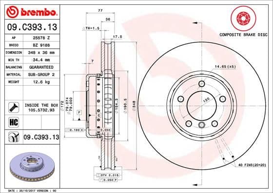 Bremžu diski BREMBO 09.C393.13 1