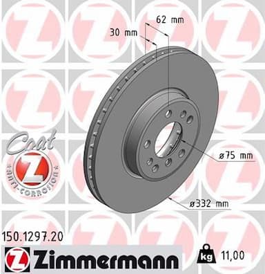 Bremžu diski ZIMMERMANN 150.1297.20 1