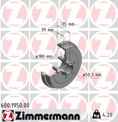 Bremžu trumulis ZIMMERMANN 600.1950.00 1