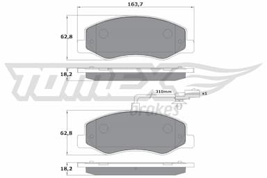 Bremžu uzliku kompl., Disku bremzes TOMEX Brakes TX 16-49 1