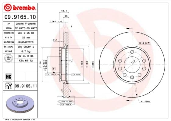 Bremžu diski BREMBO 09.9165.11 1