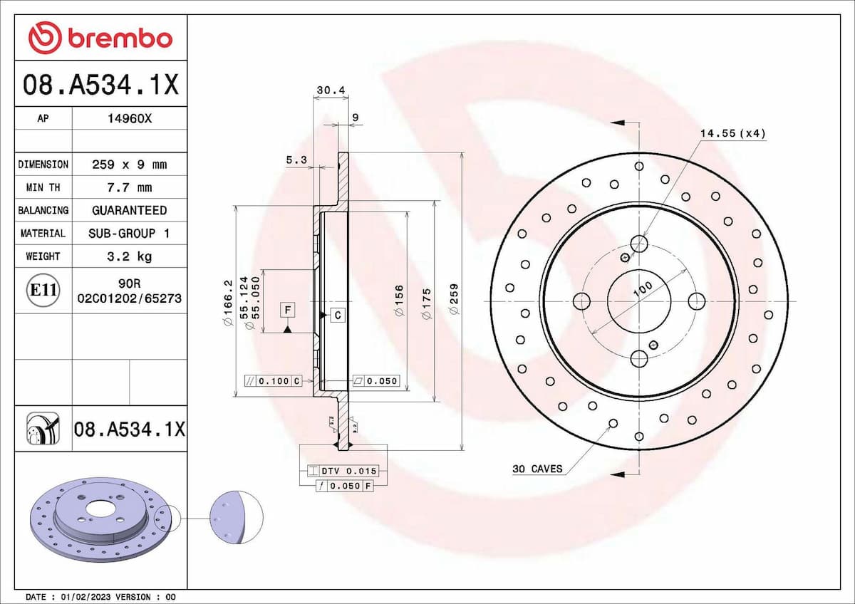 Bremžu diski BREMBO 08.A534.1X 1