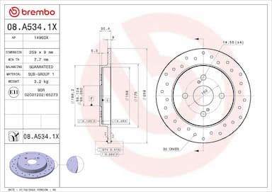 Bremžu diski BREMBO 08.A534.1X 1