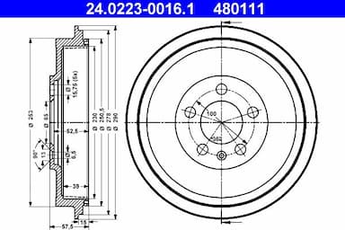 Bremžu trumulis ATE 24.0223-0016.1 1