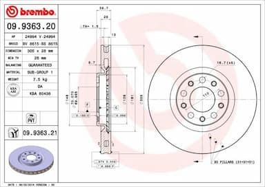 Bremžu diski BREMBO 09.9363.21 1