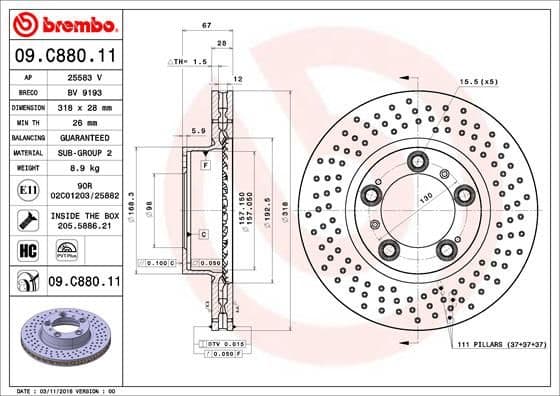 Bremžu diski BREMBO 09.C880.11 1