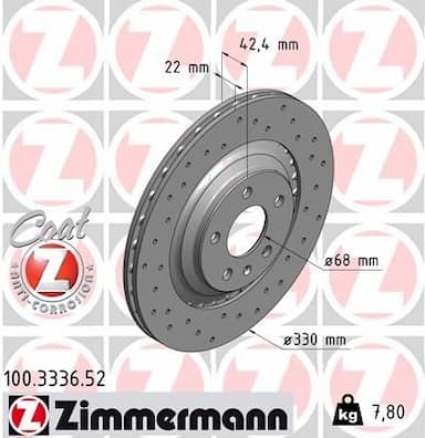 Bremžu diski ZIMMERMANN 100.3336.52 1