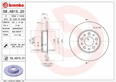 Bremžu diski BREMBO 08.A915.21 1