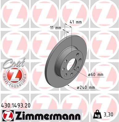 Bremžu diski ZIMMERMANN 430.1493.20 1