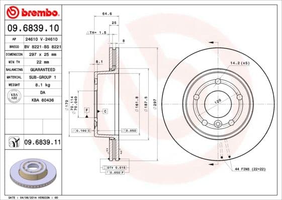 Bremžu diski BREMBO 09.6839.11 1