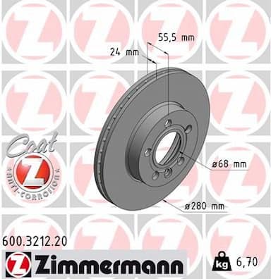 Bremžu diski ZIMMERMANN 600.3212.20 1