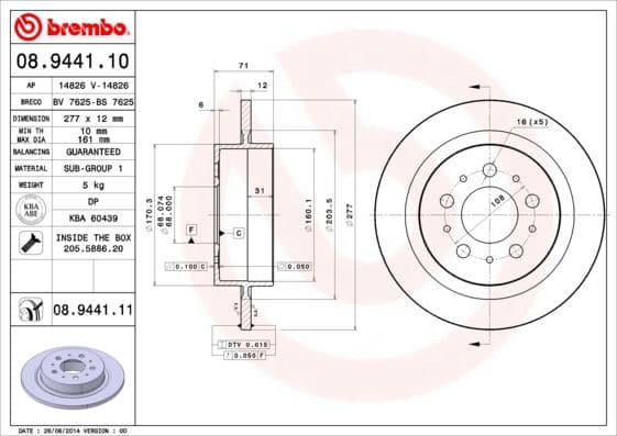 Bremžu diski BREMBO 08.9441.11 1