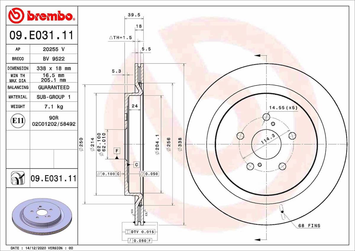 Bremžu diski BREMBO 09.E031.11 1