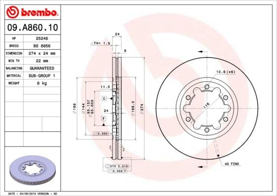 Bremžu diski BREMBO 09.A860.10 1