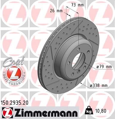 Bremžu diski ZIMMERMANN 150.2935.20 1