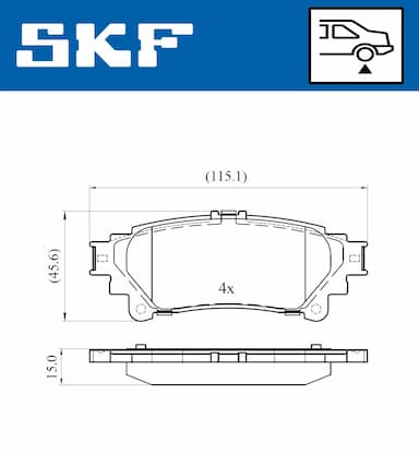 Bremžu uzliku kompl., Disku bremzes SKF VKBP 90604 2