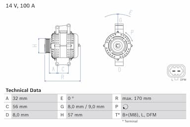 Ģenerators BOSCH 0 986 044 010 1