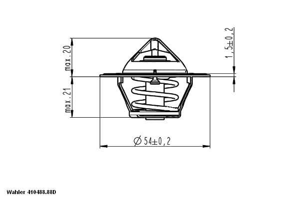 Termostats, Dzesēšanas šķidrums BorgWarner (Wahler) 410488.88D 1