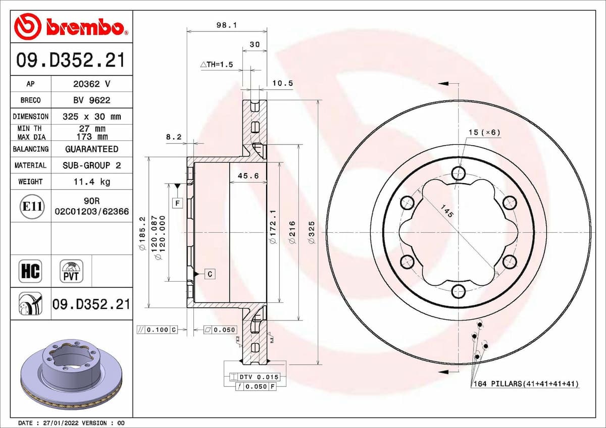 Bremžu diski BREMBO 09.D352.21 1