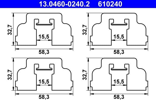 Piederumu komplekts, Disku bremžu uzlikas ATE 13.0460-0240.2 1