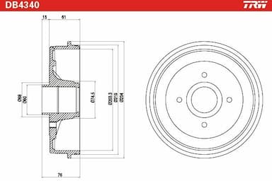 Bremžu trumulis TRW DB4340 2