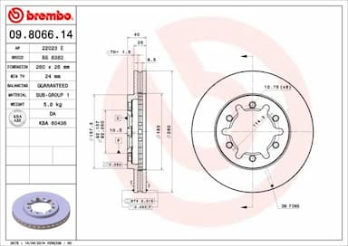 Bremžu diski BREMBO 09.8066.14 1