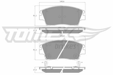 Bremžu uzliku kompl., Disku bremzes TOMEX Brakes TX 18-67 1