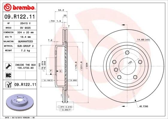 Bremžu diski BREMBO 09.R122.11 1