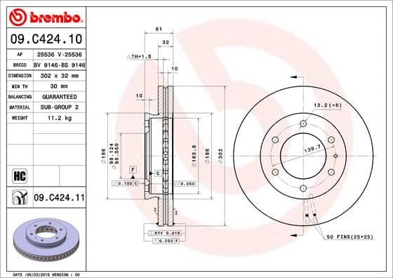 Bremžu diski BREMBO 09.C424.11 1