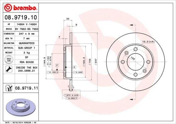 Bremžu diski BREMBO 08.9719.11 1