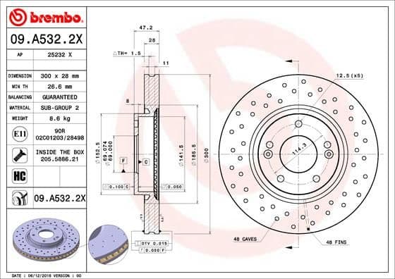 Bremžu diski BREMBO 09.A532.2X 1