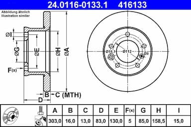 Bremžu diski ATE 24.0116-0133.1 1