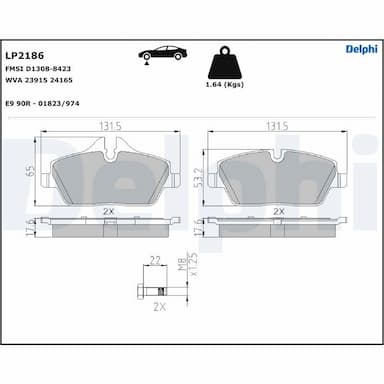 Bremžu uzliku kompl., Disku bremzes DELPHI LP2186 1