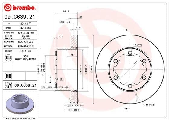 Bremžu diski BREMBO 09.C639.21 1