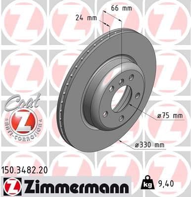 Bremžu diski ZIMMERMANN 150.3482.20 1