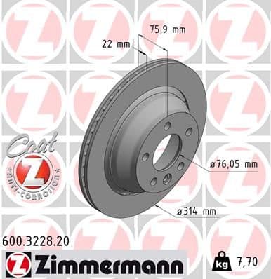 Bremžu diski ZIMMERMANN 600.3228.20 1