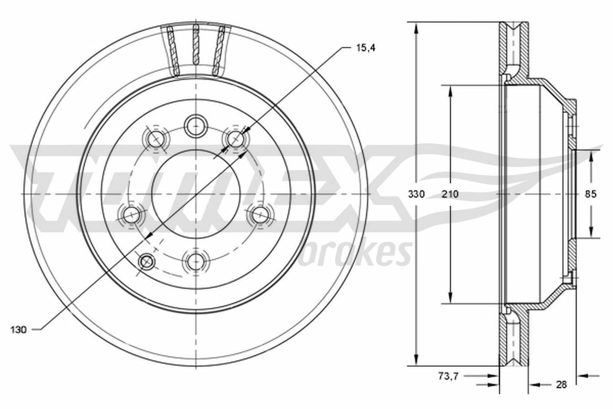 Bremžu diski TOMEX Brakes TX 74-16 1