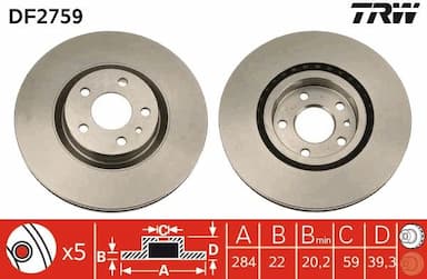 Bremžu diski TRW DF2759 1