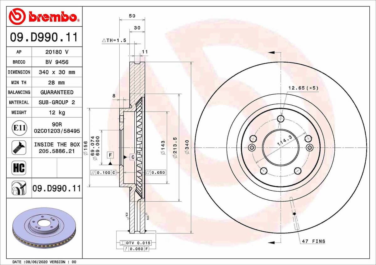 Bremžu diski BREMBO 09.D990.11 1