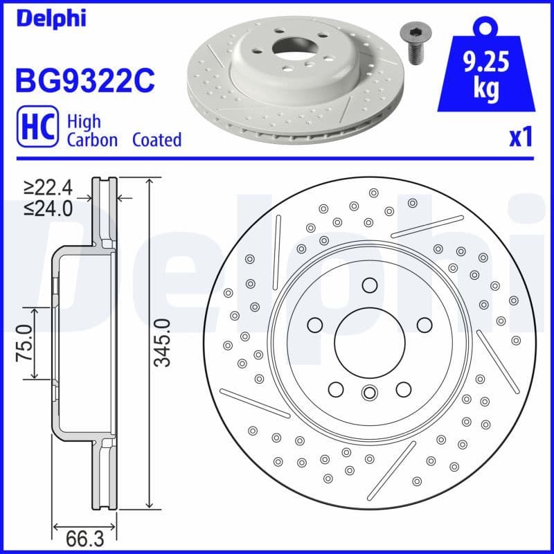 Bremžu diski DELPHI BG9322C 1