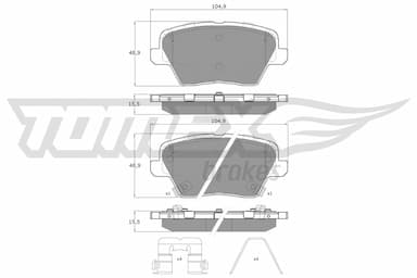 Bremžu uzliku kompl., Disku bremzes TOMEX Brakes TX 19-62 1