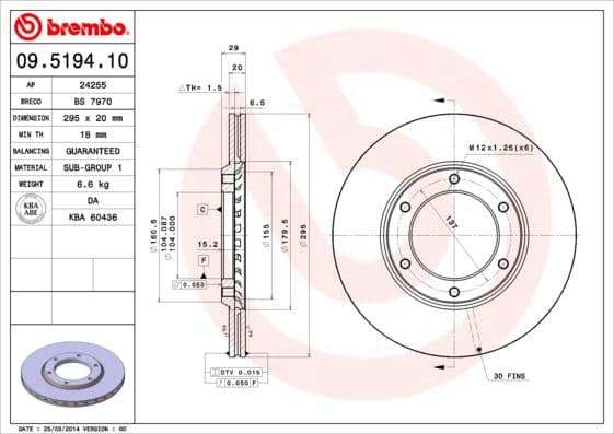 Bremžu diski BREMBO 09.5194.10 1